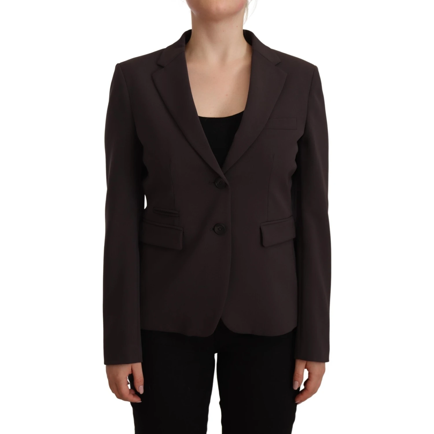 Brown Long Sleeve Single Breasted Women Jacket Blazer