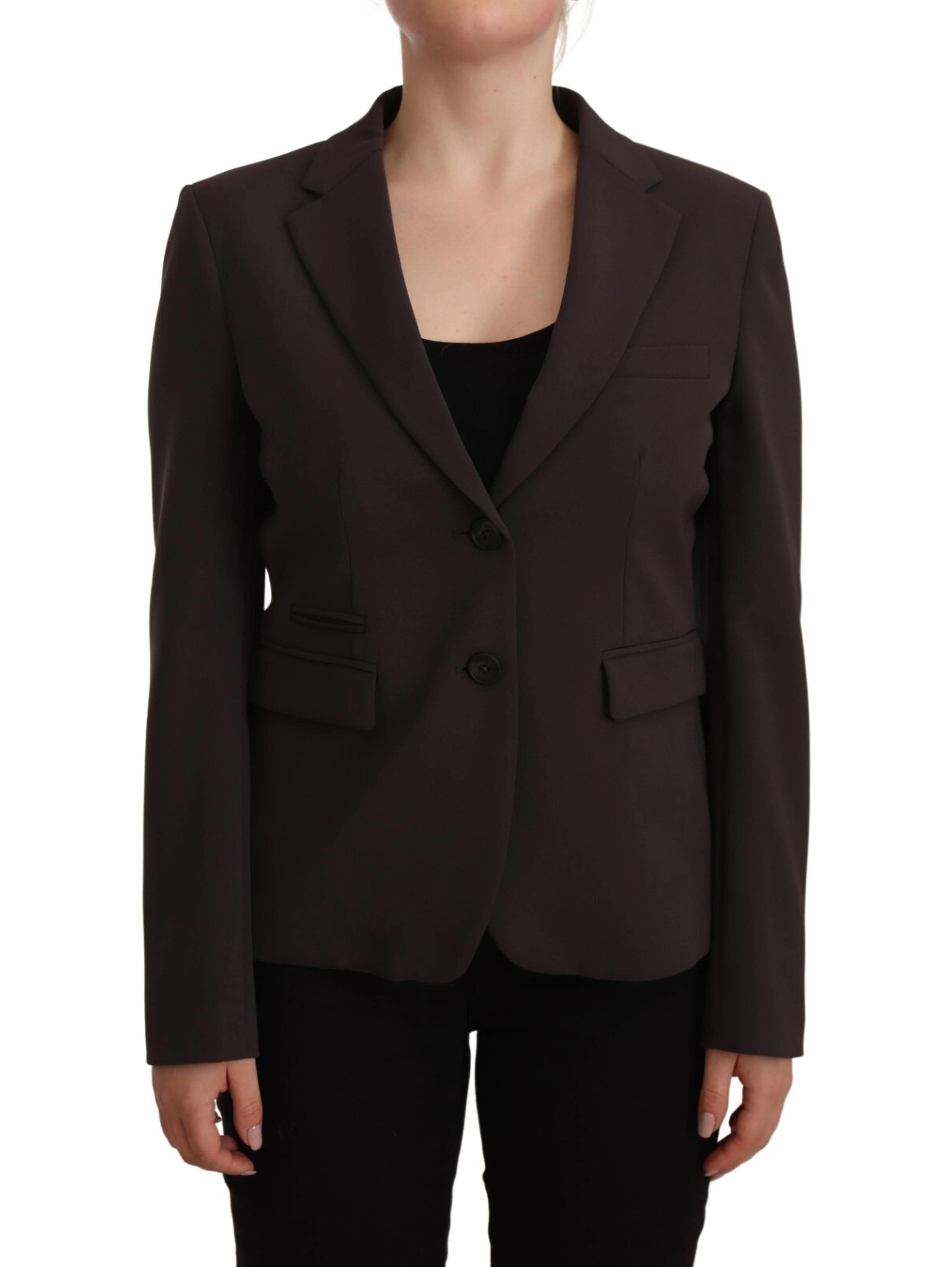 Brown Long Sleeve Single Breasted Women Jacket Blazer