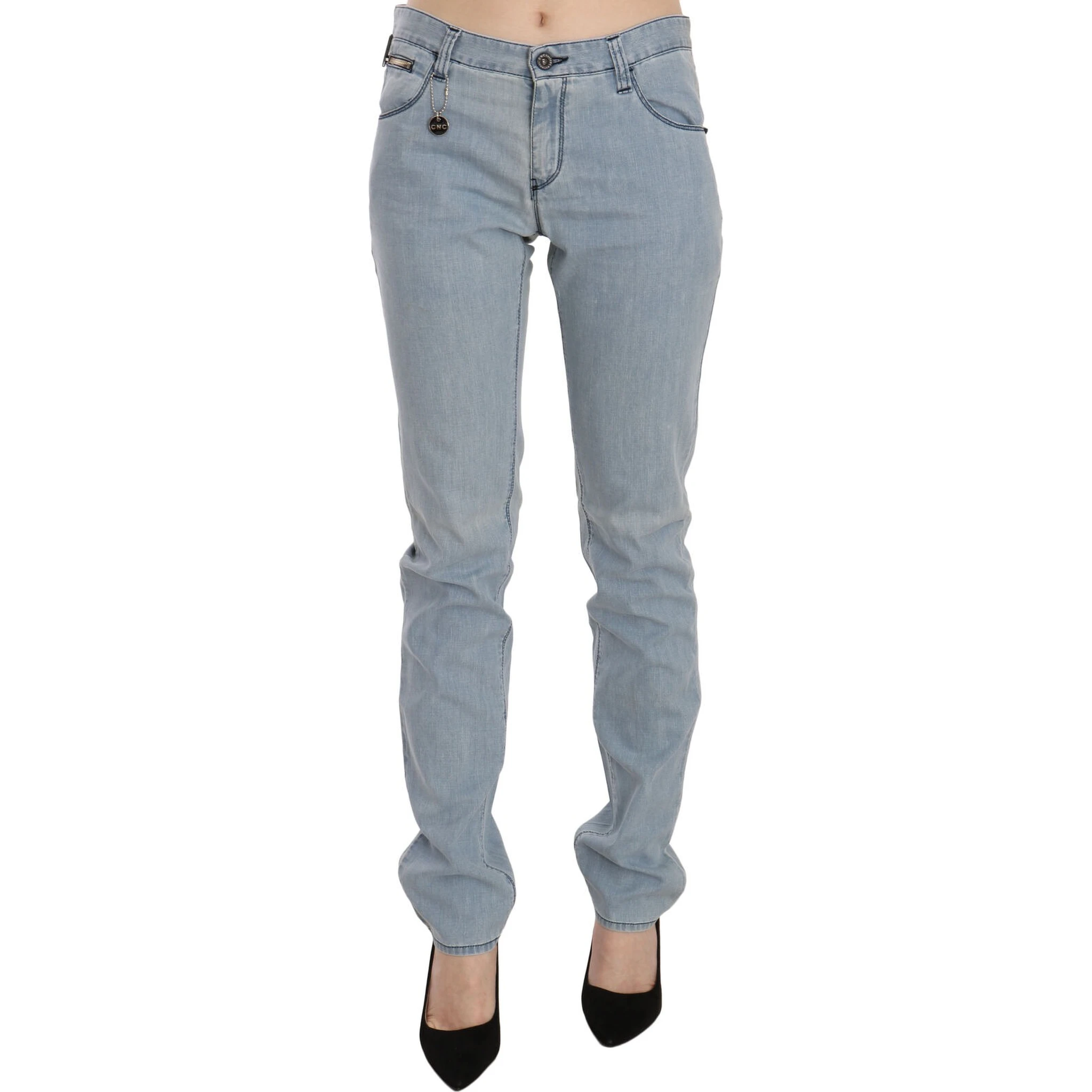 Light Blue Mid Waist Skinny Denim Jeans