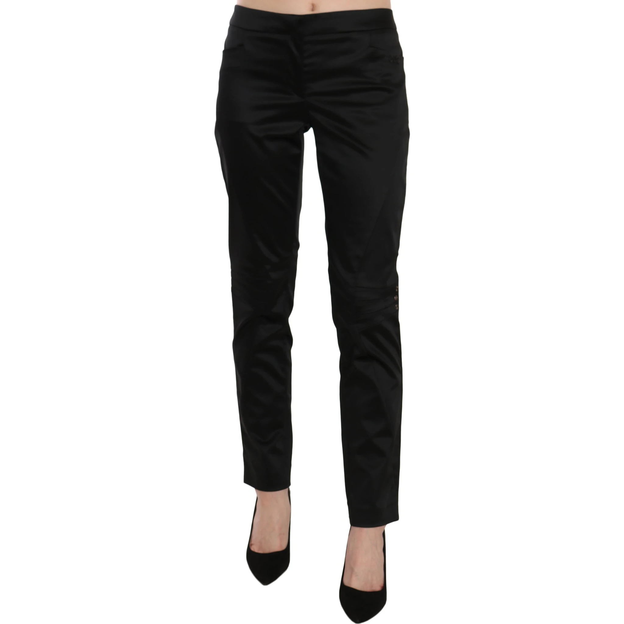 Black Mid Waist Skinny Dress Formal Trousers Pants