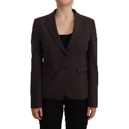 Brown Long Sleeve Single Breasted Women Jacket Blazer