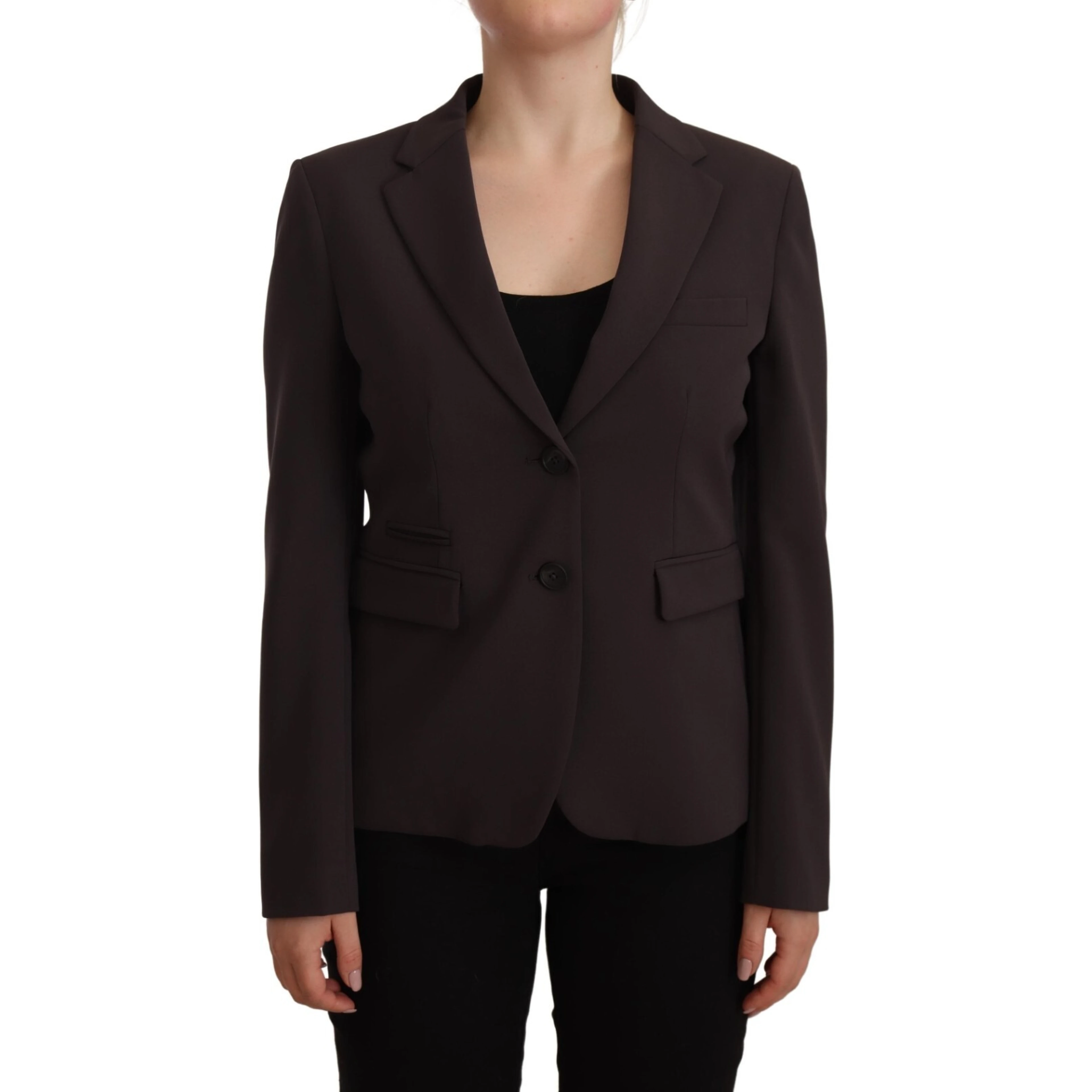 Brown Long Sleeve Single Breasted Women Jacket Blazer