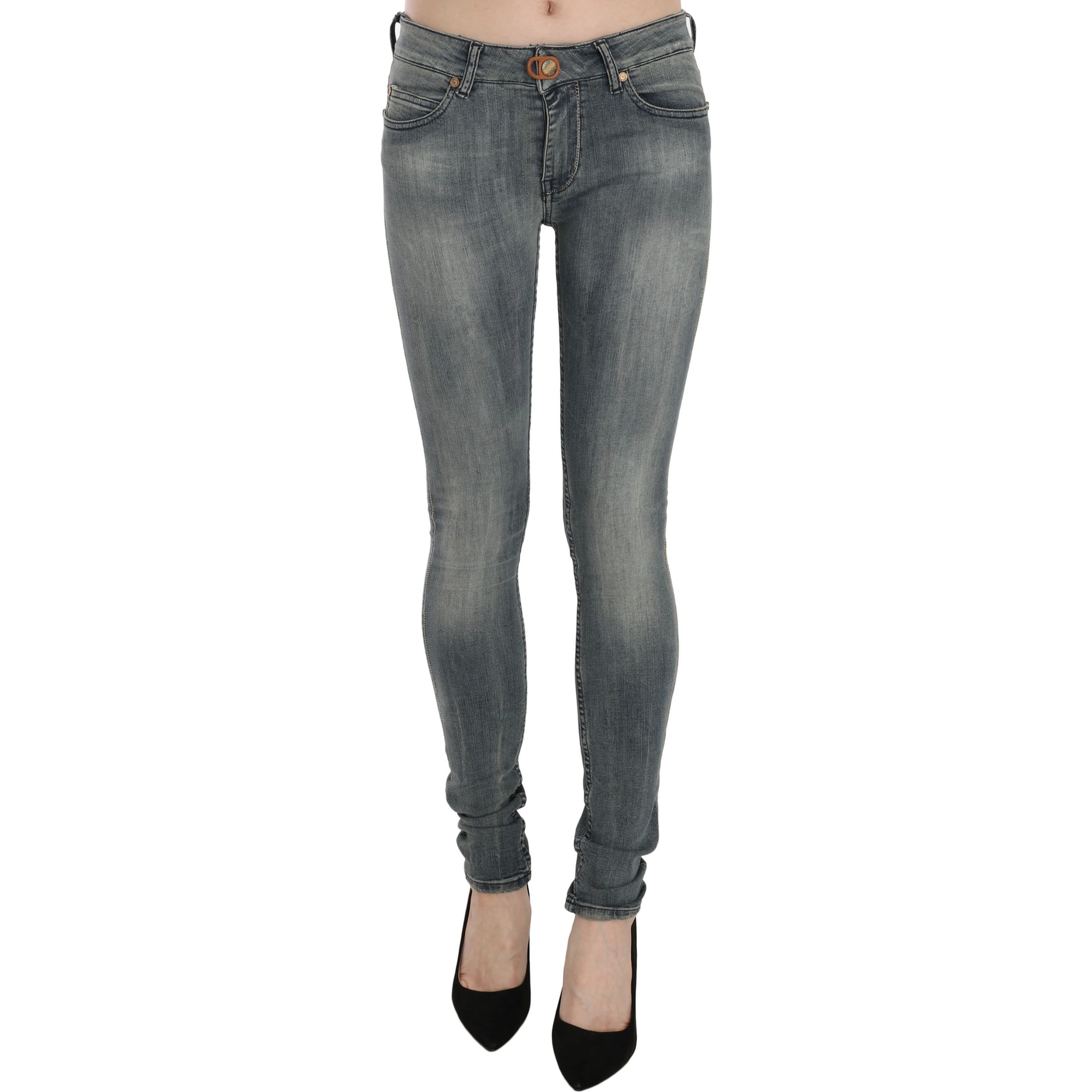 Blue Washed Low Waist Slim Fit Skinny Denim Casual Jeans