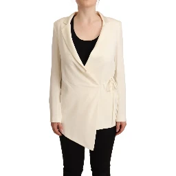 Wrap Off White Long Sleeves Viscose Blazer Jacket