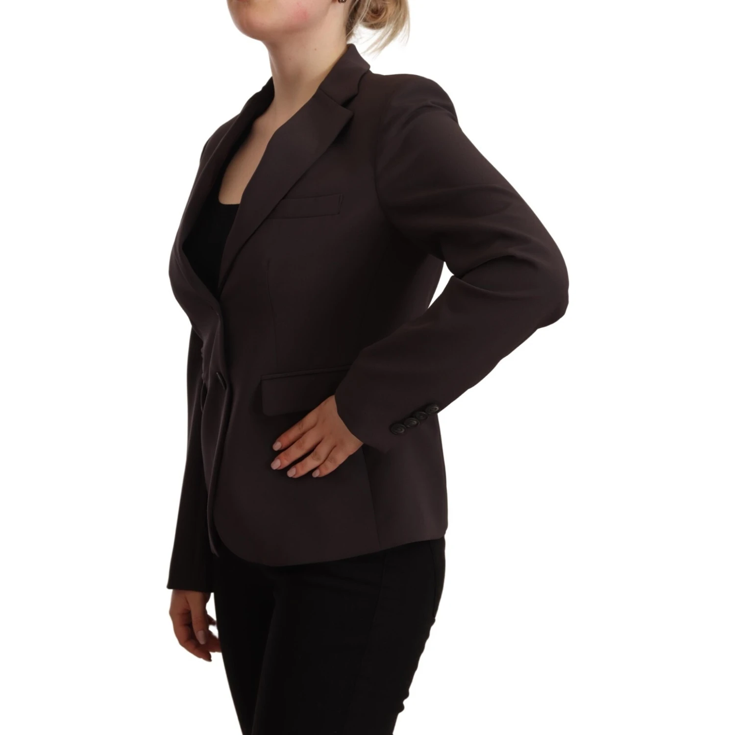 Brown Long Sleeve Single Breasted Women Jacket Blazer