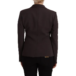 Brown Long Sleeve Single Breasted Women Jacket Blazer