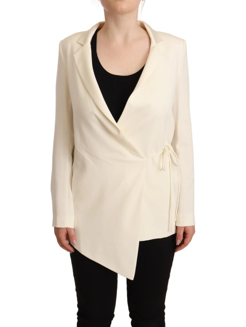 Wrap Off White Long Sleeves Viscose Blazer Jacket