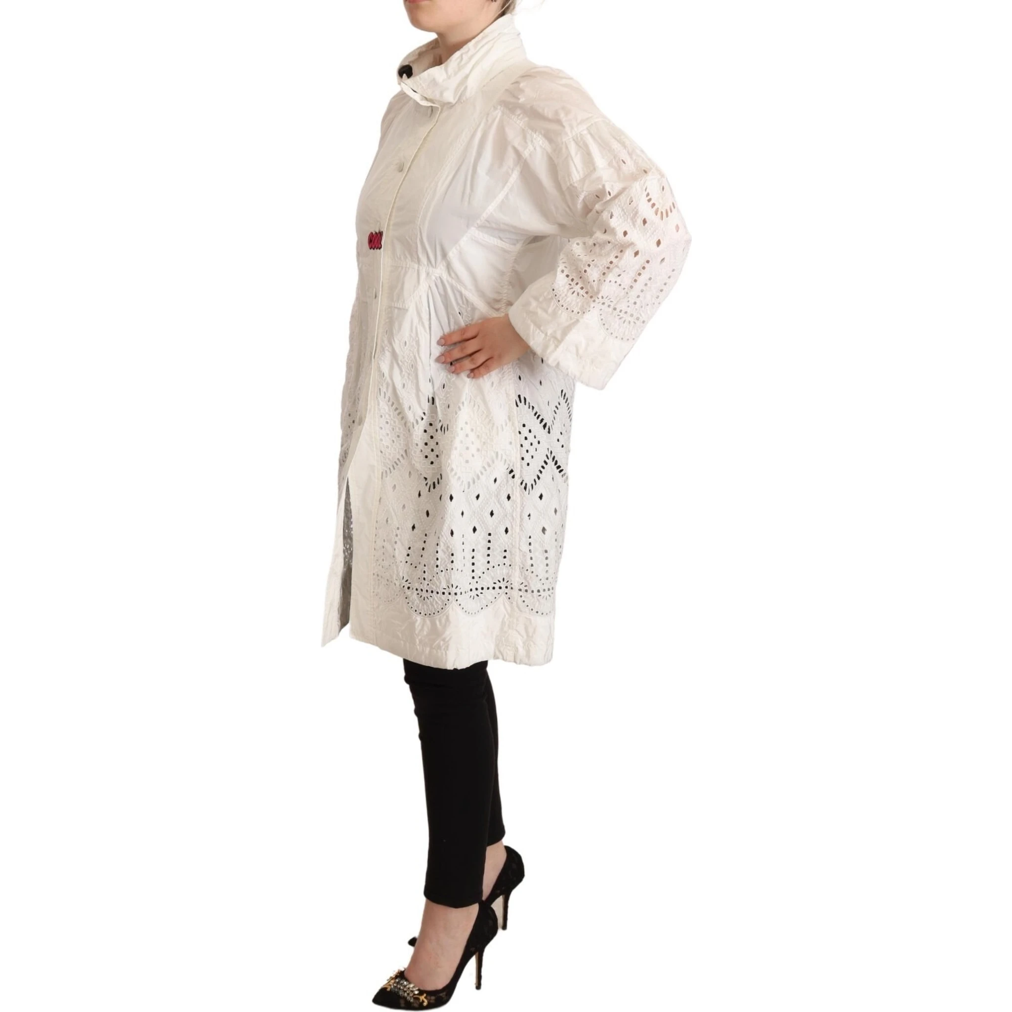 Button Down White Long Sleeve Polyester Jacket