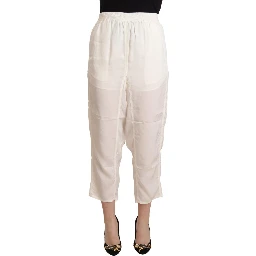 White High Waist Cropped Women Trouser Pants