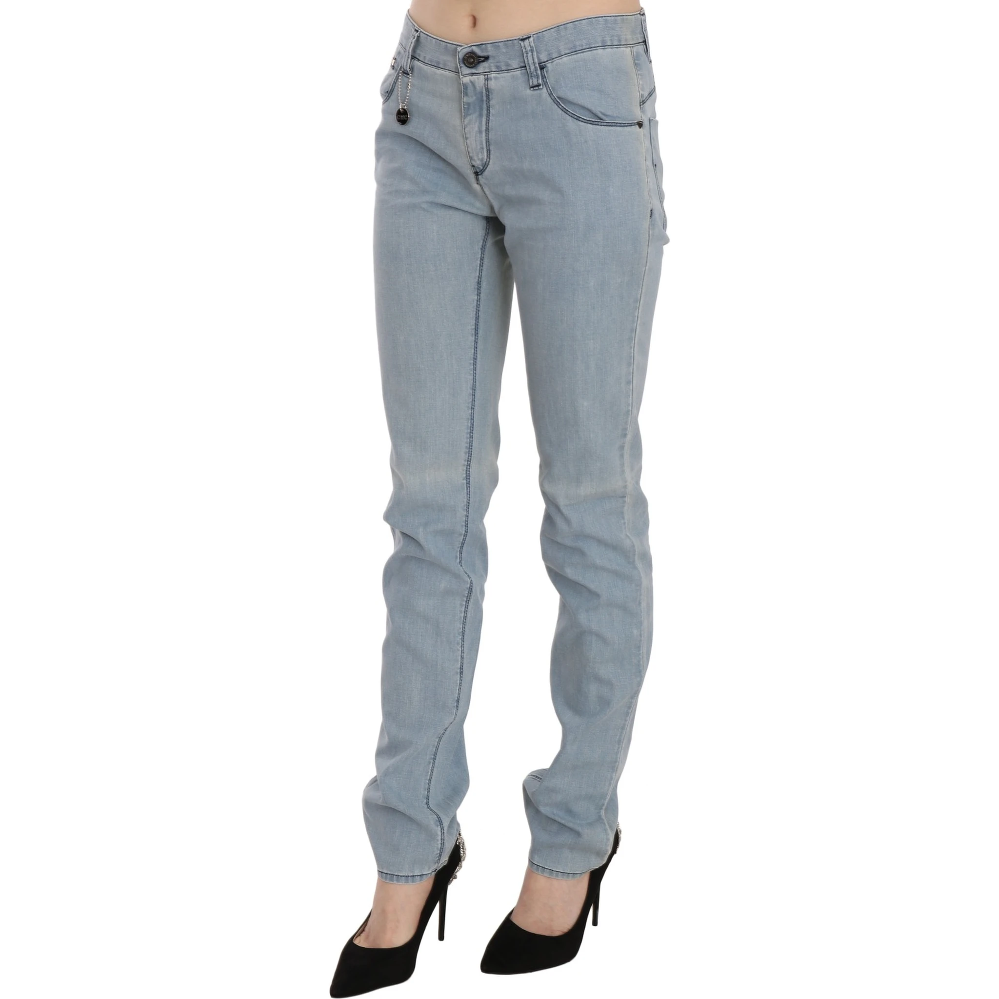 Light Blue Mid Waist Skinny Denim Jeans