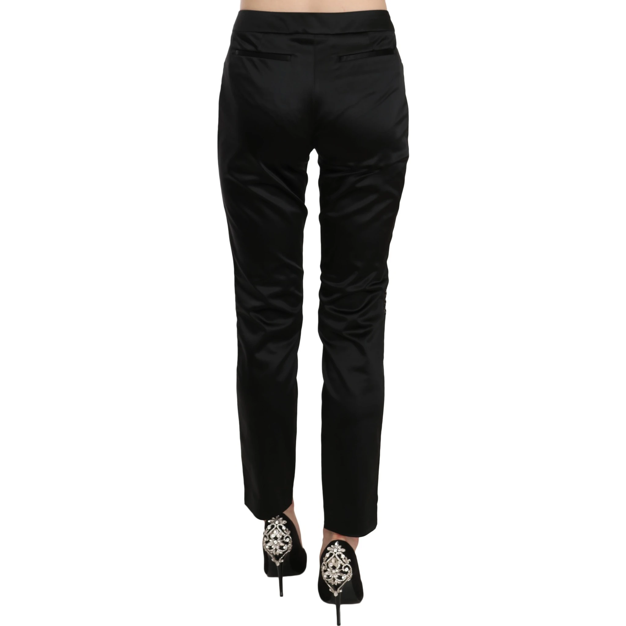 Black Mid Waist Skinny Dress Formal Trousers Pants