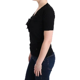 Black 100% Lana Wool Blouse Women T-shirt Top
