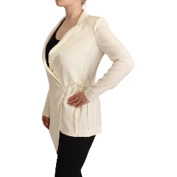 Wrap Off White Long Sleeves Viscose Blazer Jacket
