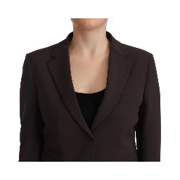Brown Long Sleeve Single Breasted Women Jacket Blazer