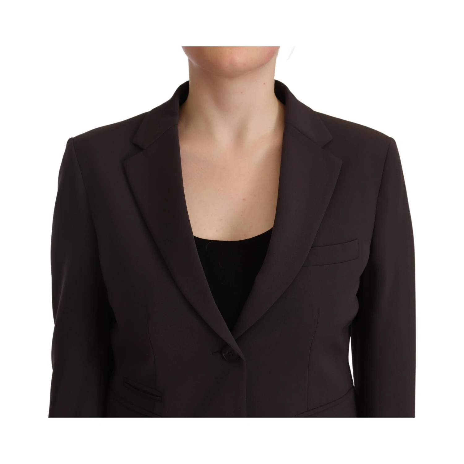 Brown Long Sleeve Single Breasted Women Jacket Blazer