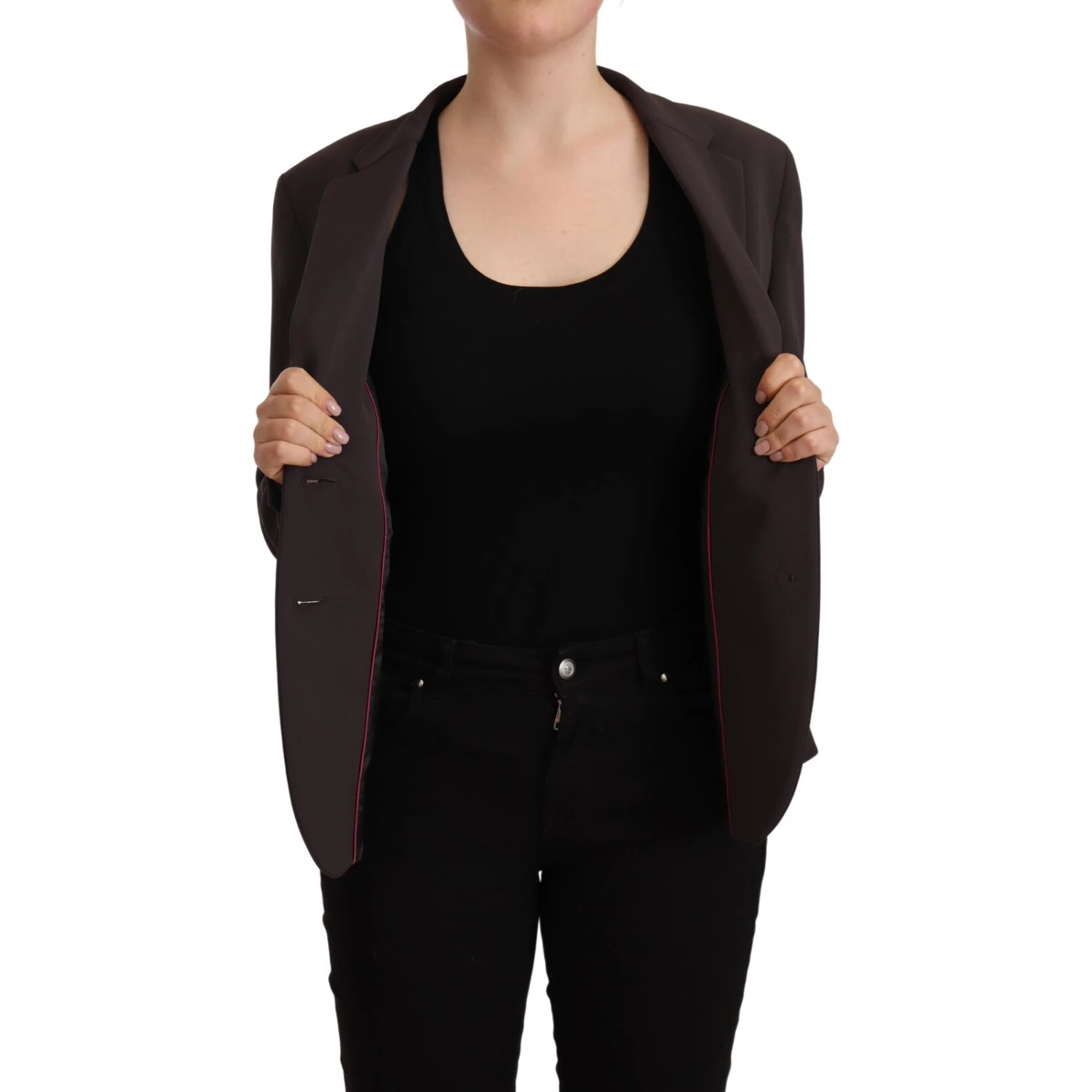 Brown Long Sleeve Single Breasted Women Jacket Blazer