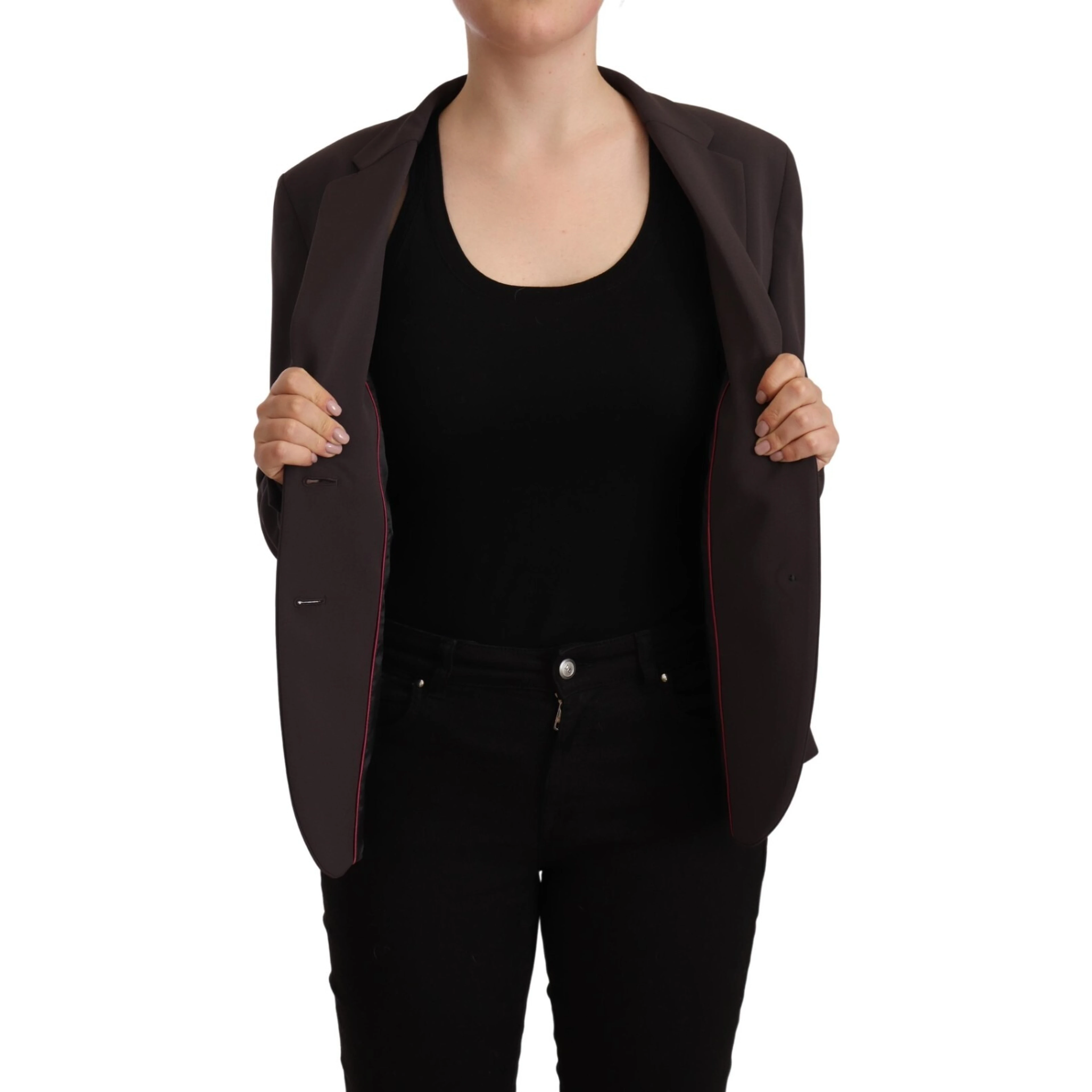 Brown Long Sleeve Single Breasted Women Jacket Blazer