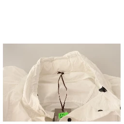 Button Down White Long Sleeve Polyester Jacket