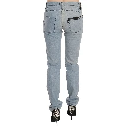 Light Blue Mid Waist Skinny Denim Jeans