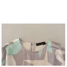 Multicolor Silk Long Sleeves Round Neck Top Blouse