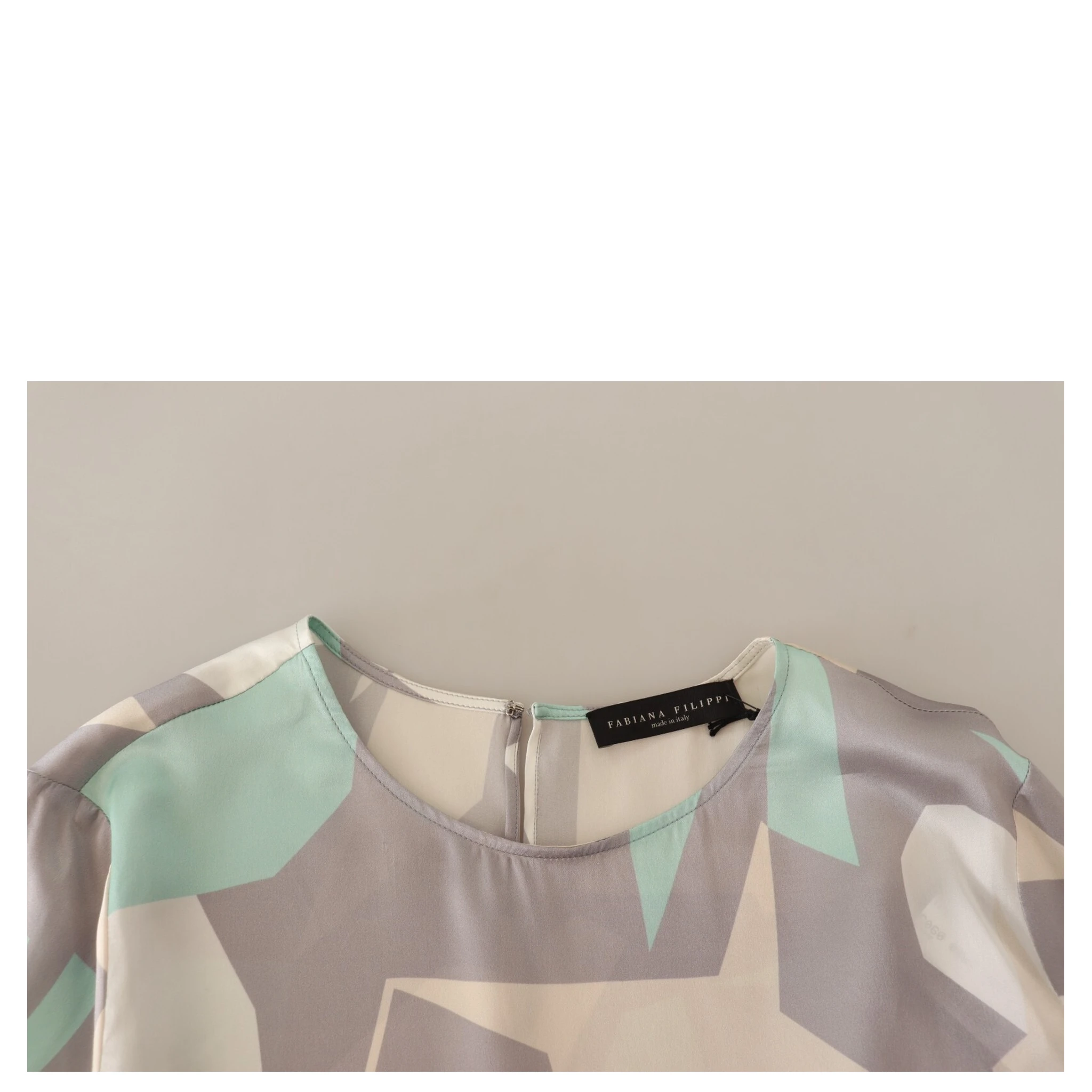Multicolor Silk Long Sleeves Round Neck Top Blouse