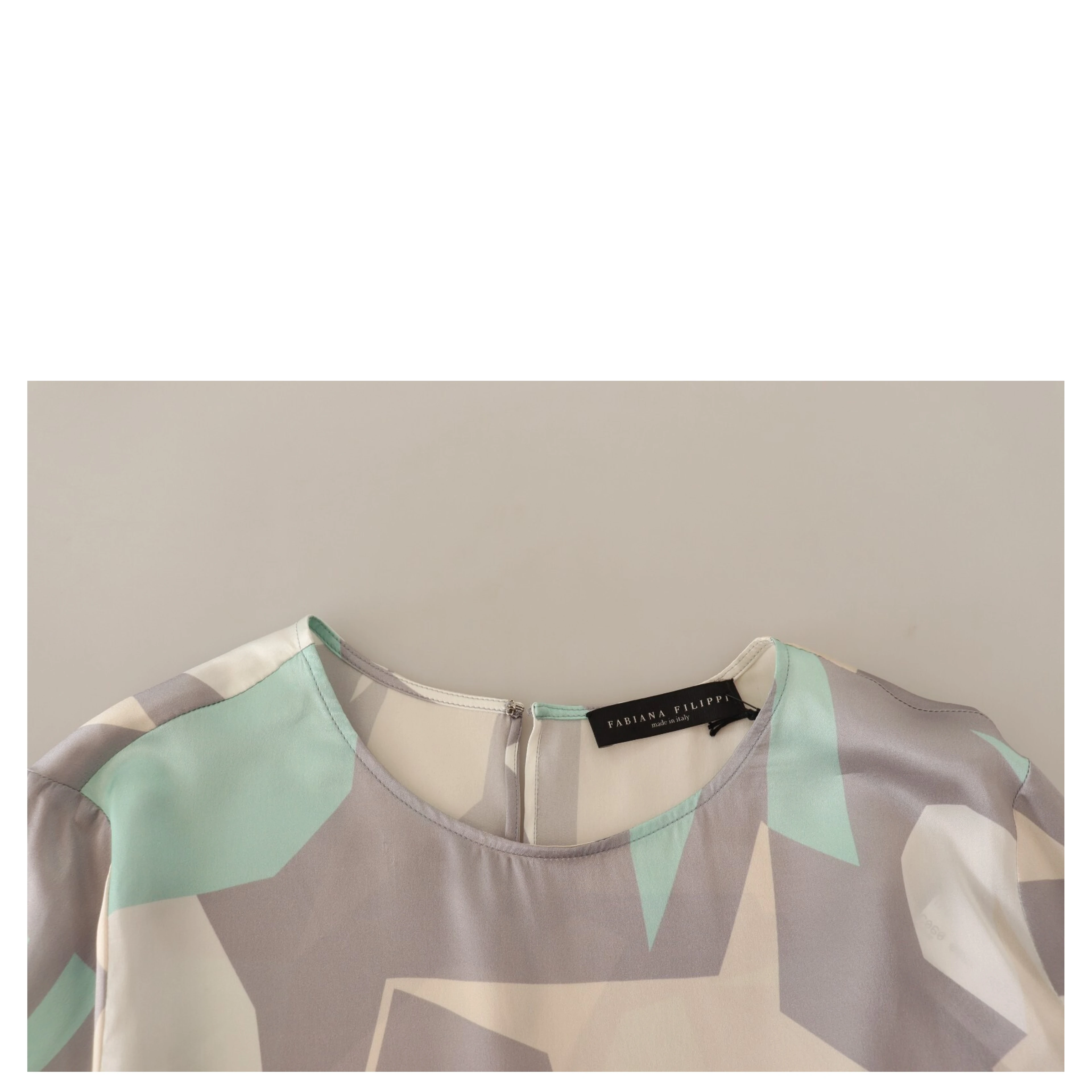 Multicolor Silk Long Sleeves Round Neck Top Blouse
