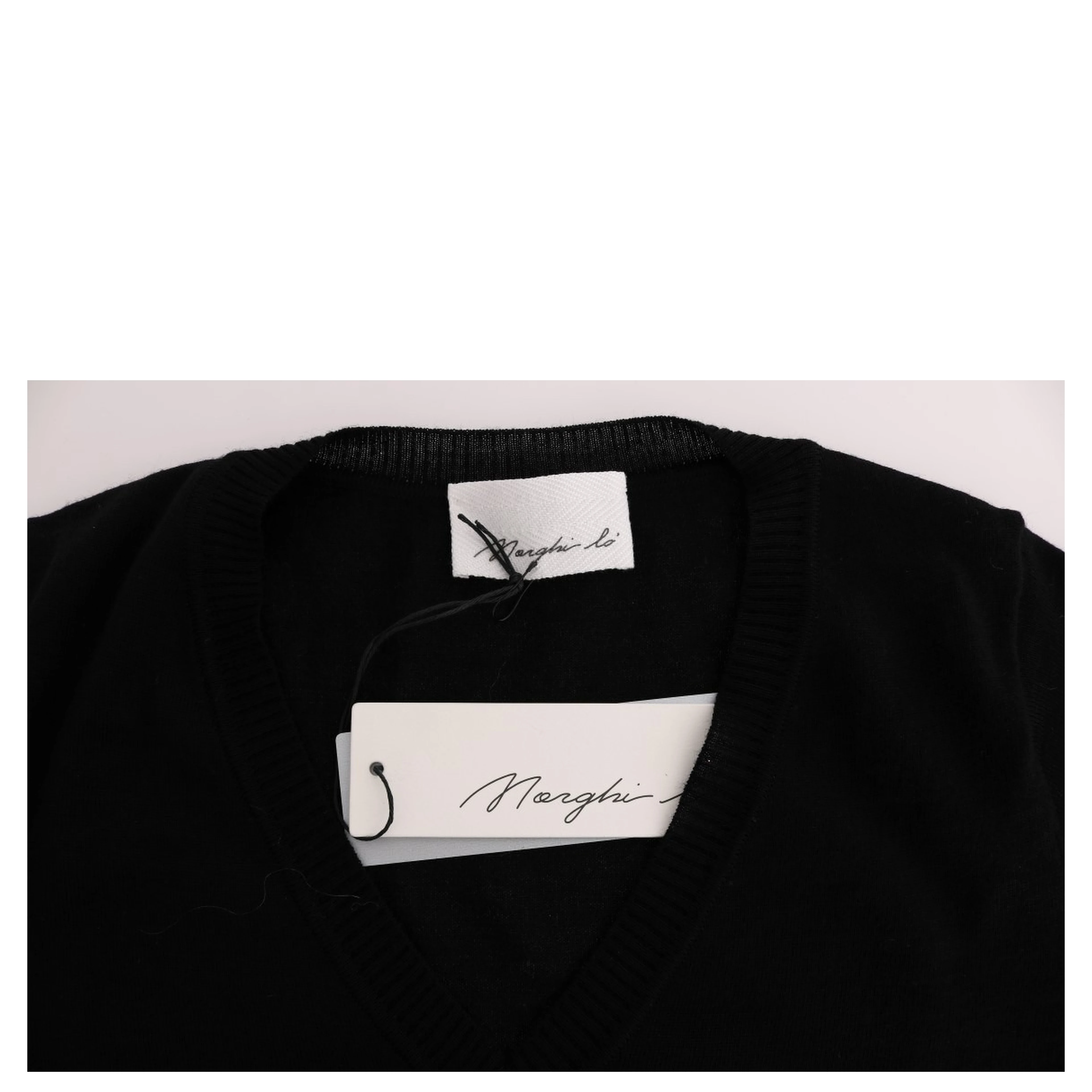 Black 100% Lana Wool Blouse Women T-shirt Top