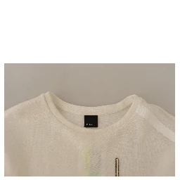 Beige Logo Long Sleeve Cropped Pullover Sweater