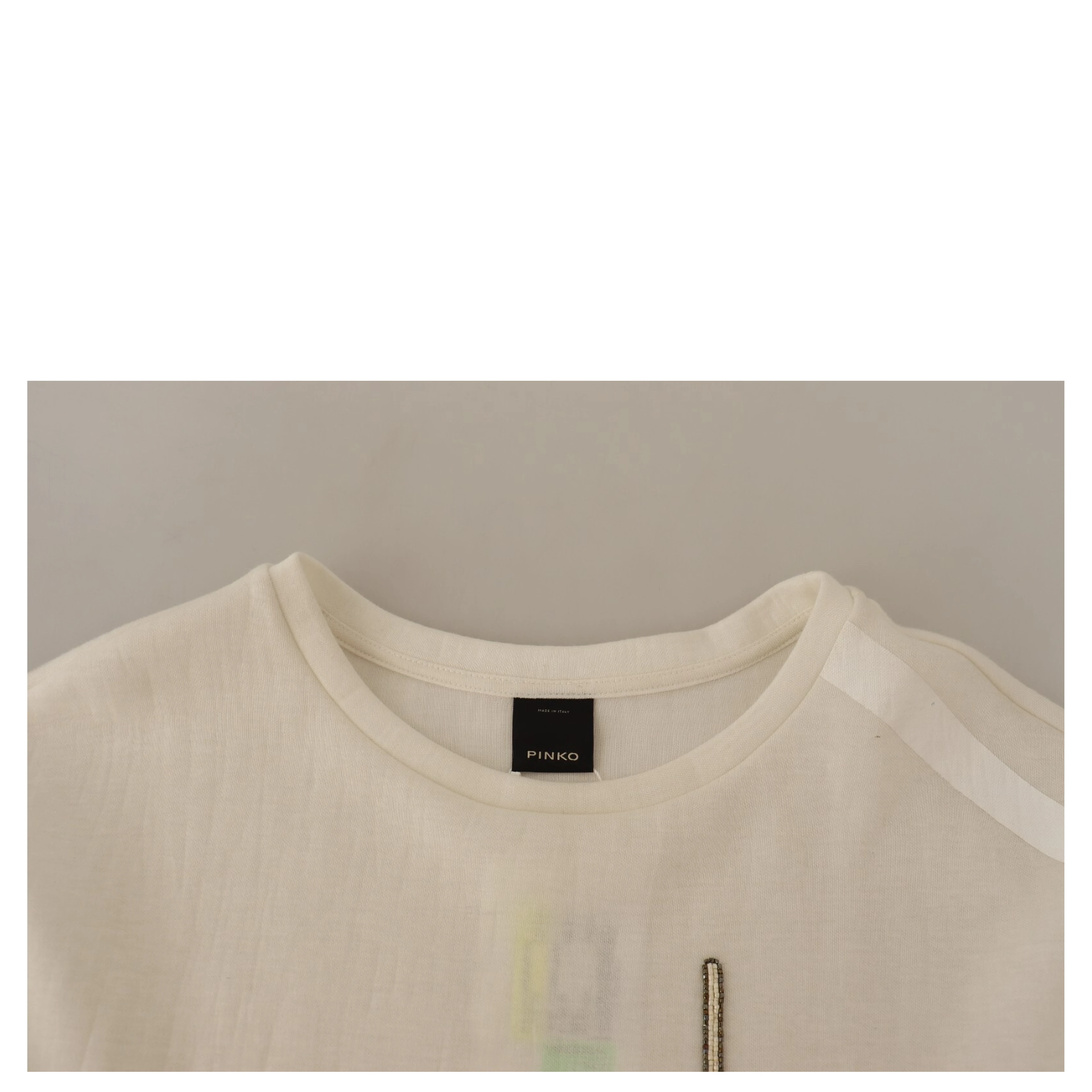 Beige Logo Long Sleeve Cropped Pullover Sweater