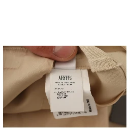 Beige Viscose High Waist Flared Dress Trouser Pants