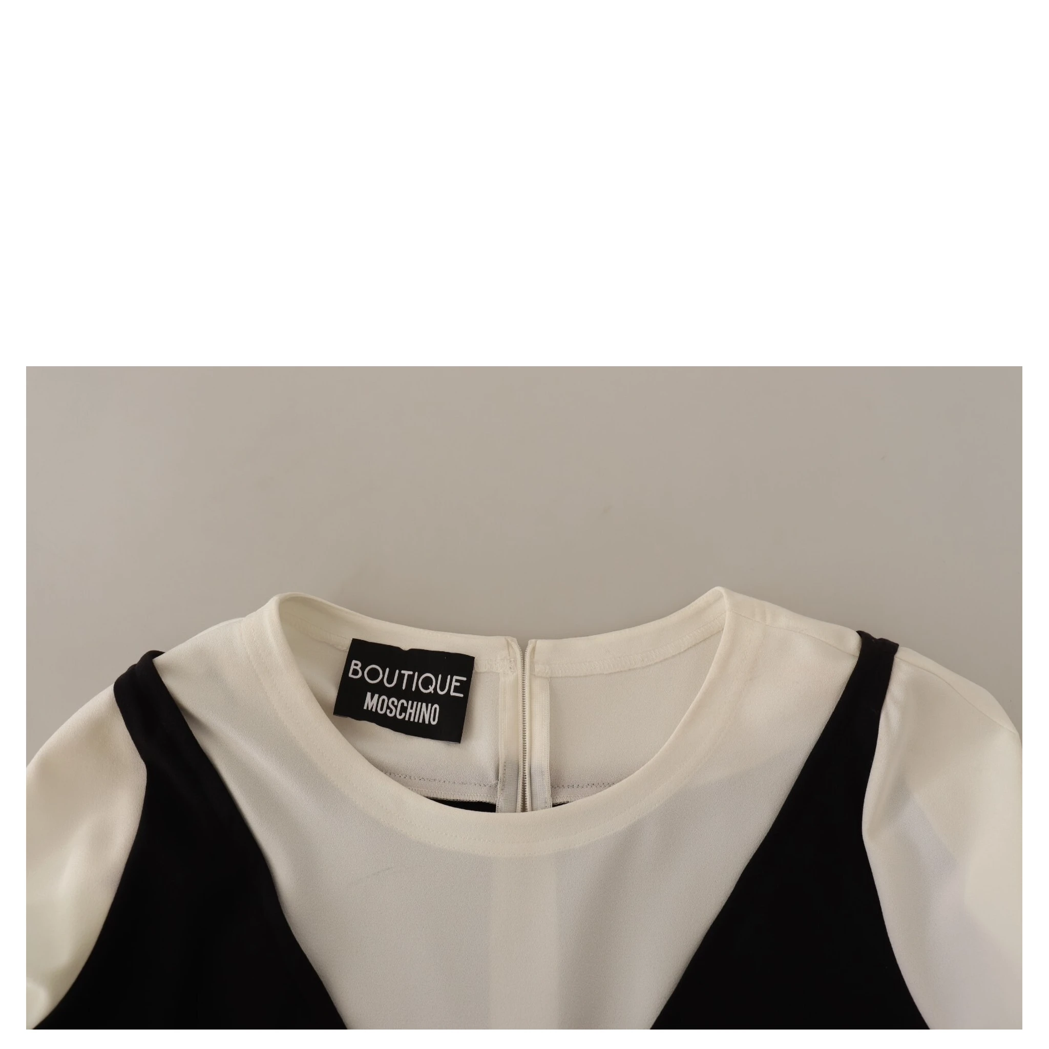 Black White Polyester Short Sleeves Top Blouse