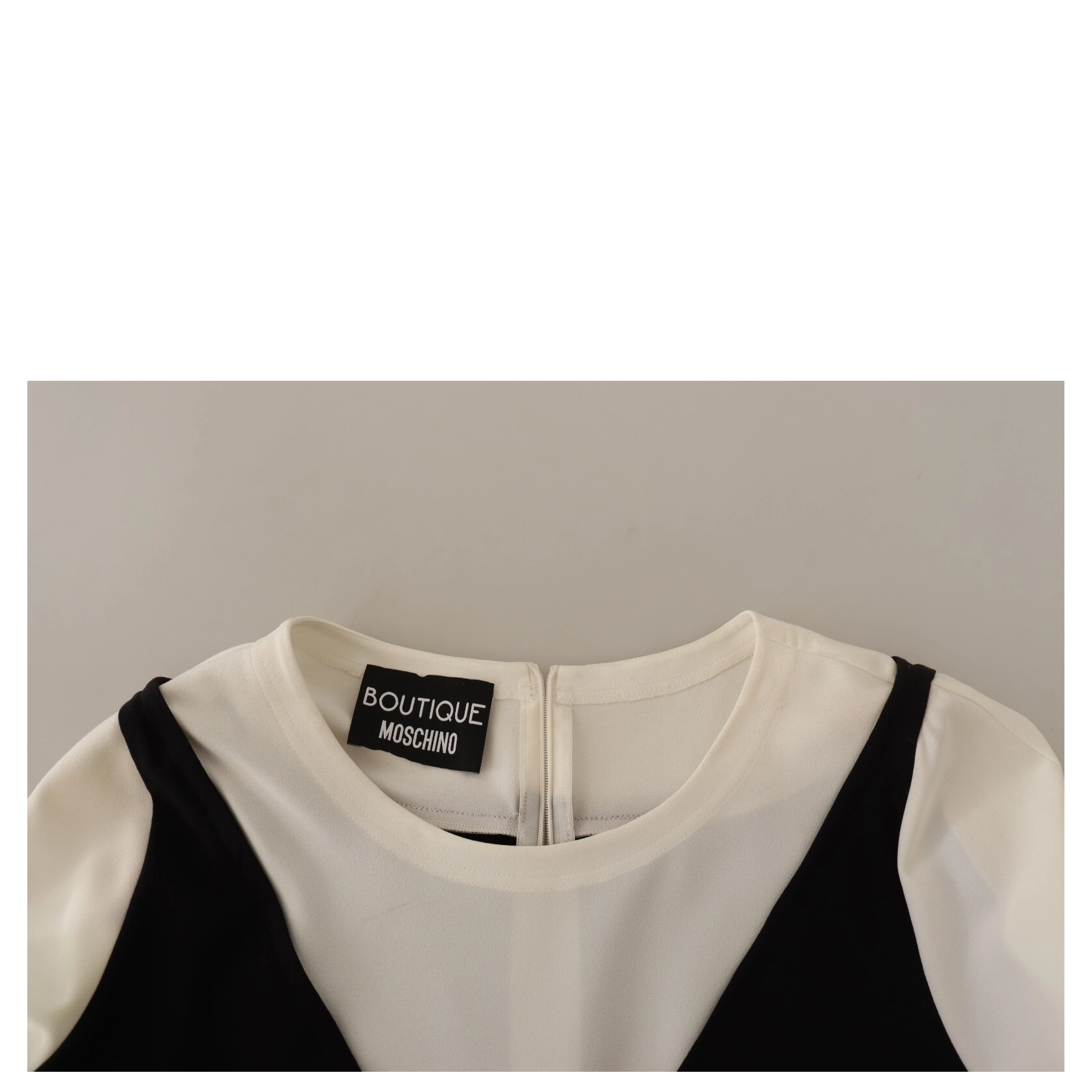 Black White Polyester Short Sleeves Top Blouse
