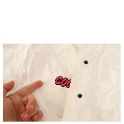 Button Down White Long Sleeve Polyester Jacket
