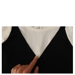 Black White Polyester Short Sleeves Top Blouse