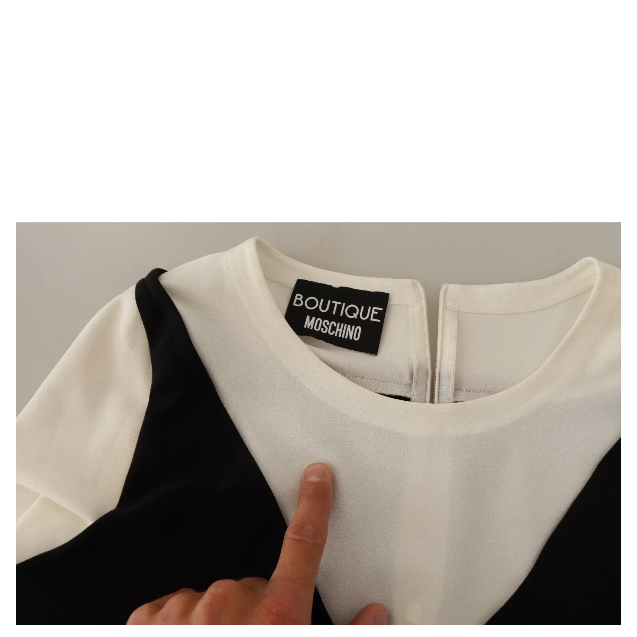 Black White Polyester Short Sleeves Top Blouse