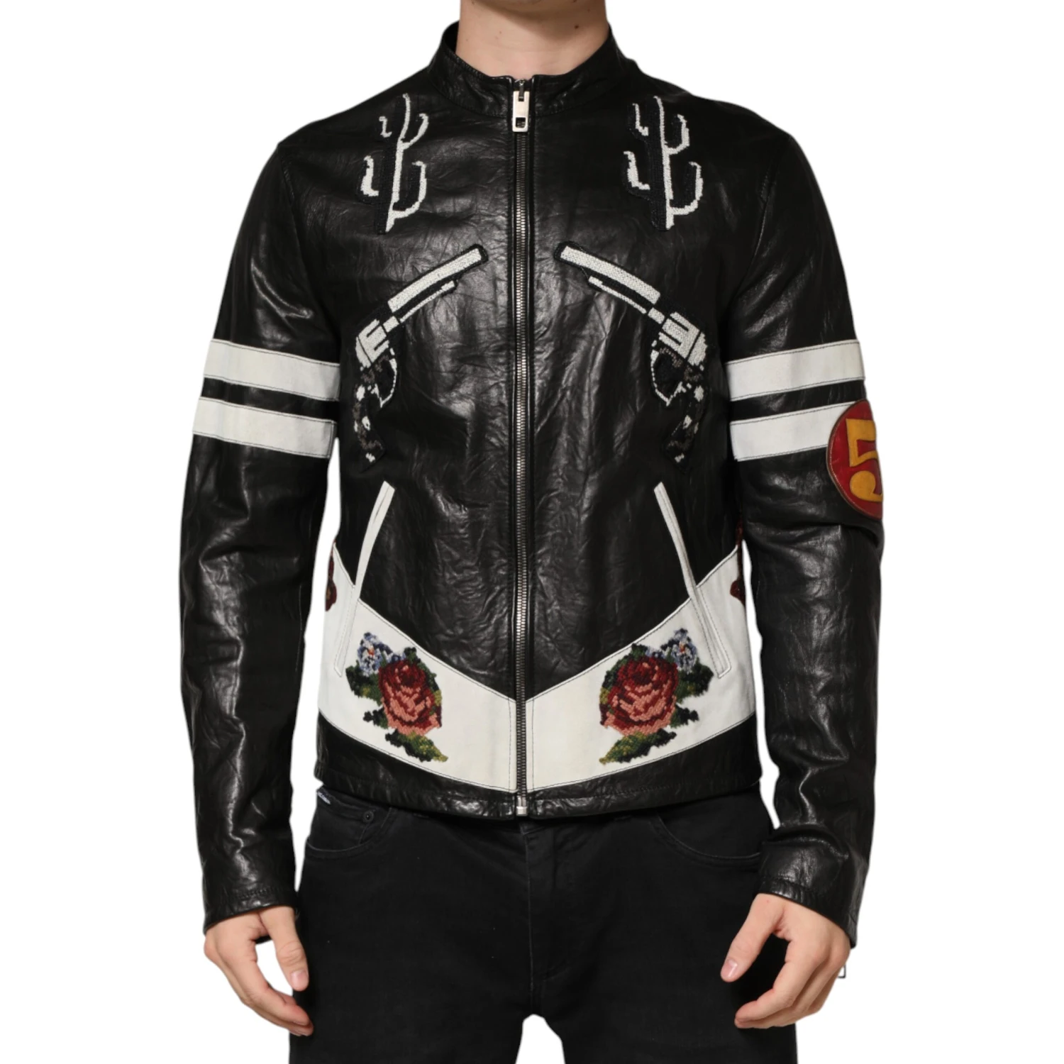 Black Guns n' Roses FullZip Men Biker Jacket