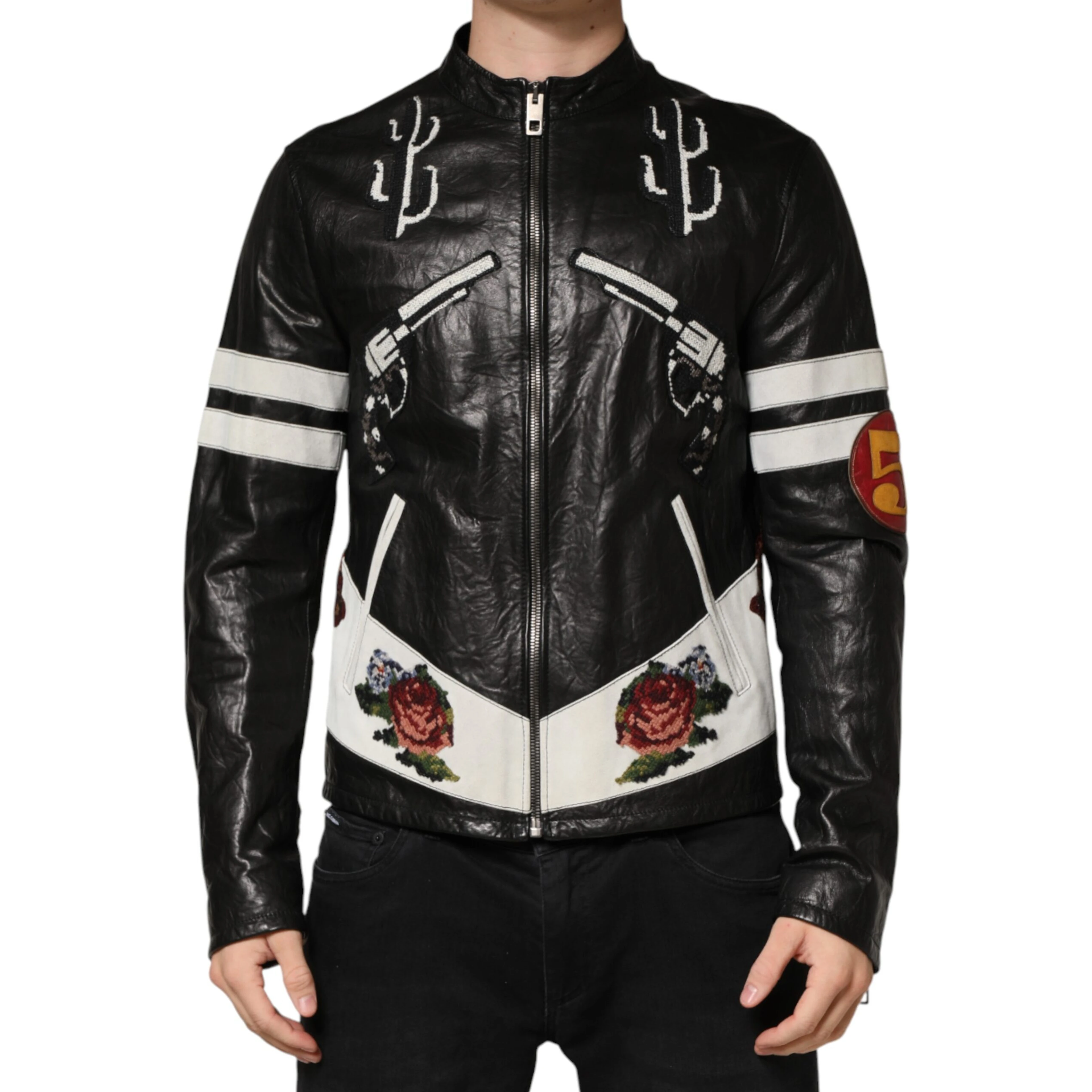 Black Guns n' Roses FullZip Men Biker Jacket