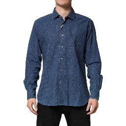 Blue Button Down Long Sleeves Men Shirt