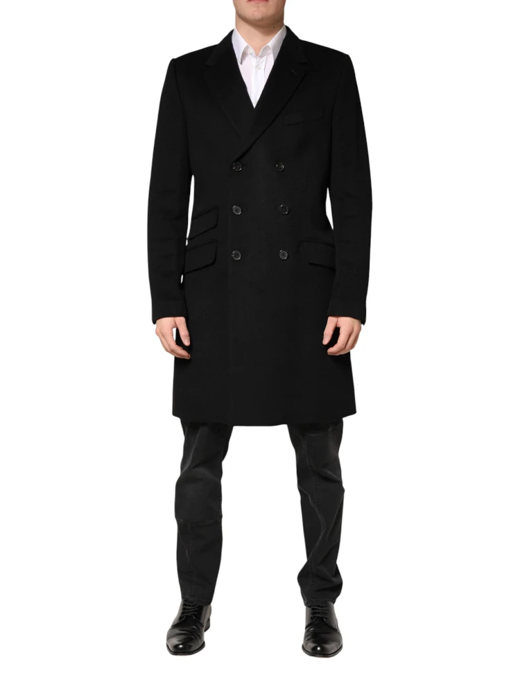 Black Wool Double Breasted TrenchCoat Jacket alternative