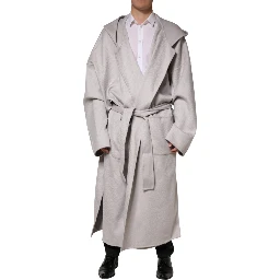 Off White Belted Long Trench Coat Men Jacket