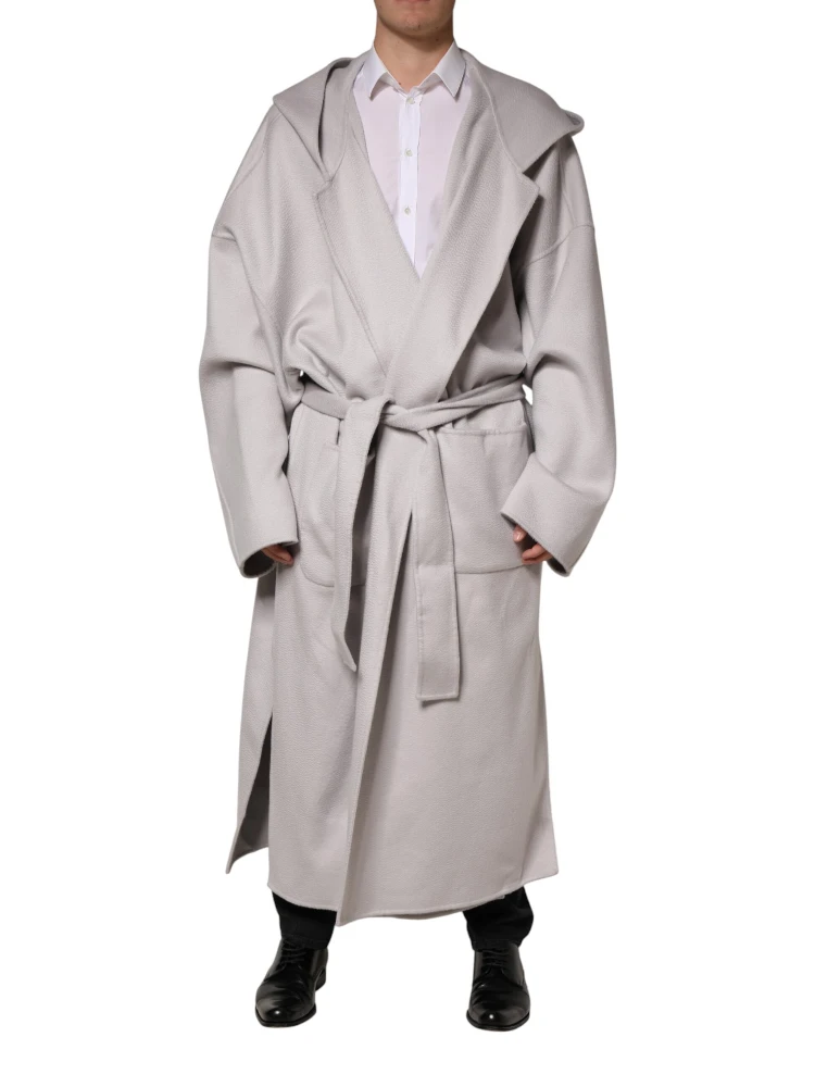 Off White Belted Long Trench Coat Men Jacket