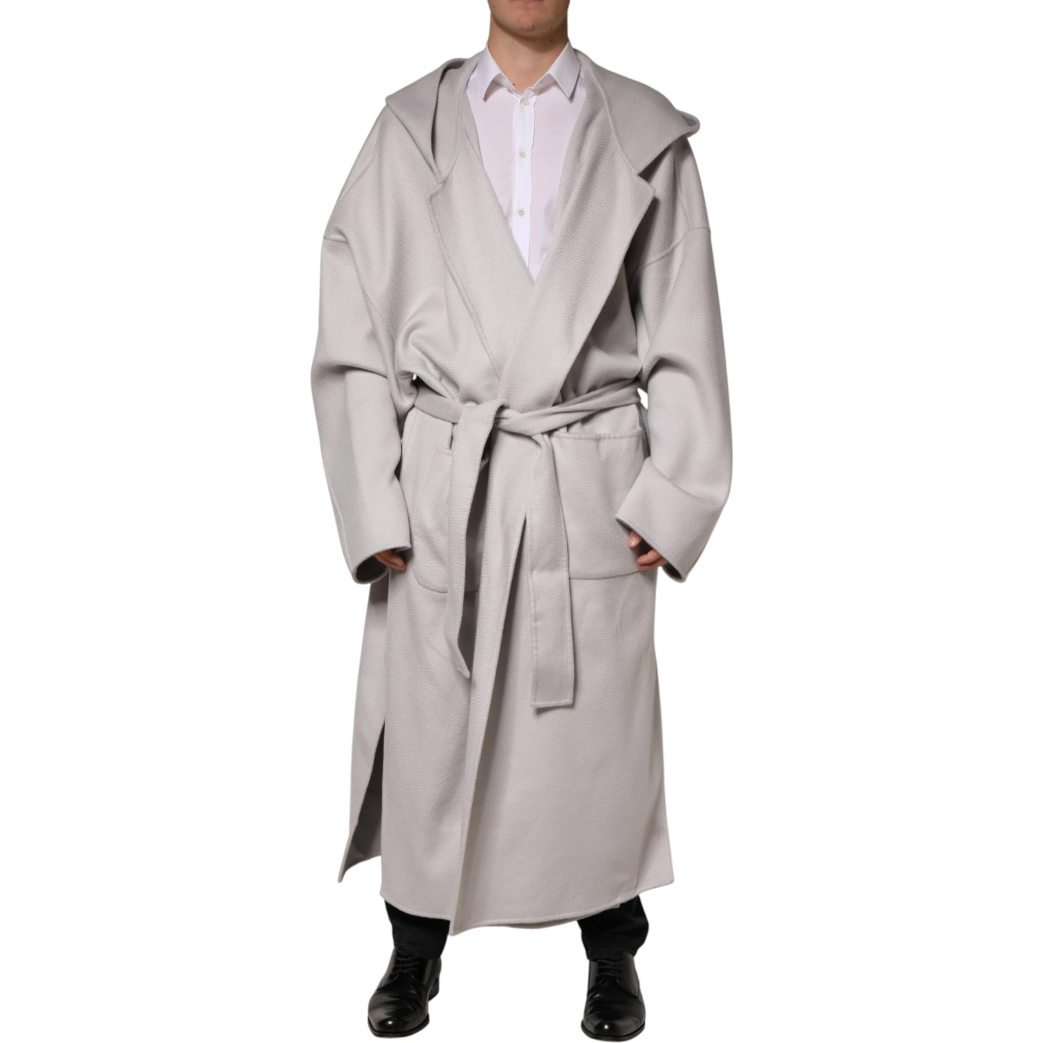 Off White Belted Long Trench Coat Men Jacket