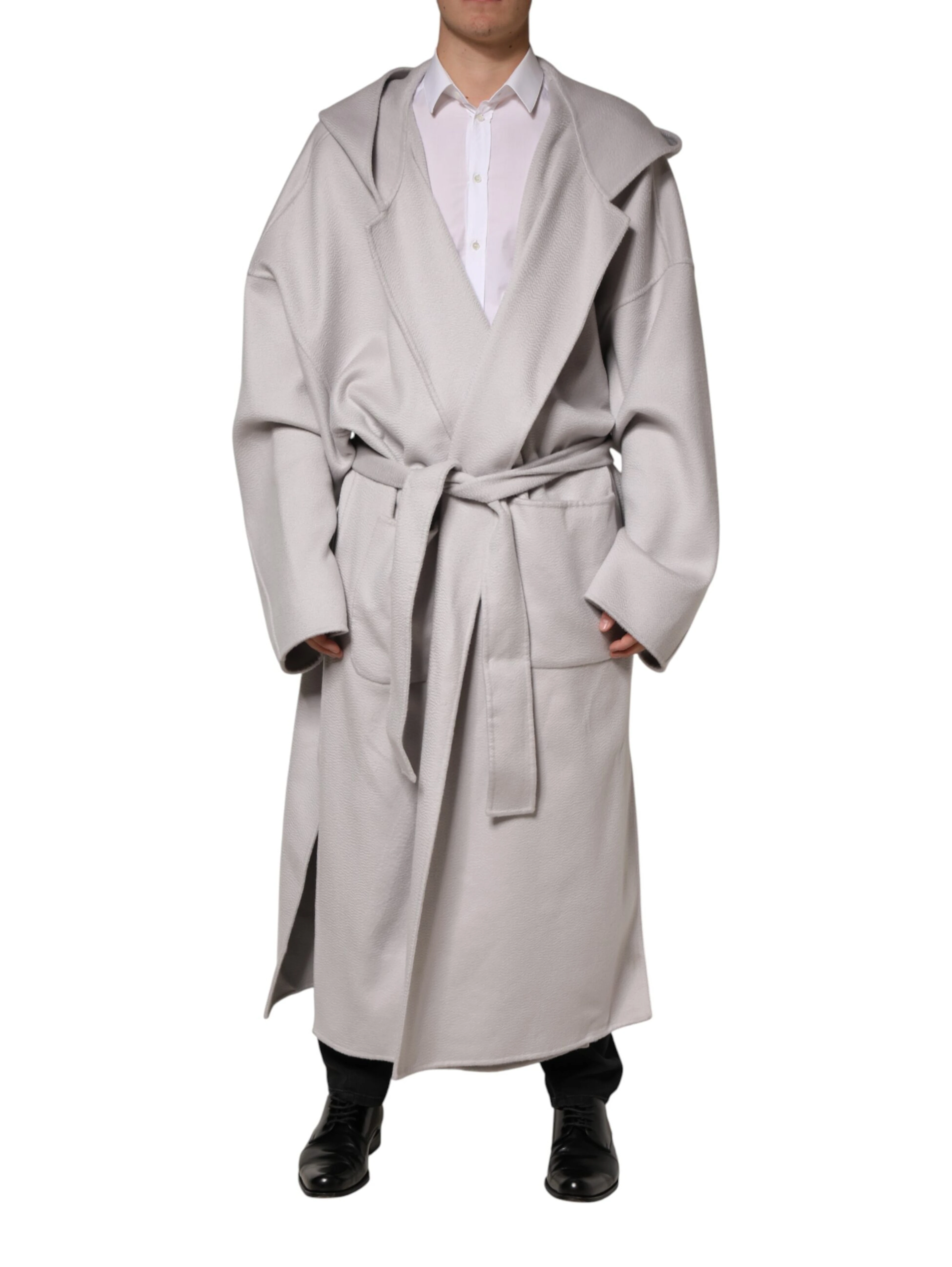 Off White Belted Long Trench Coat Men Jacket