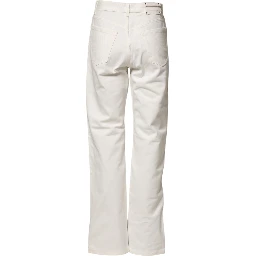 White Straight Bow Details Denim Casual Jeans