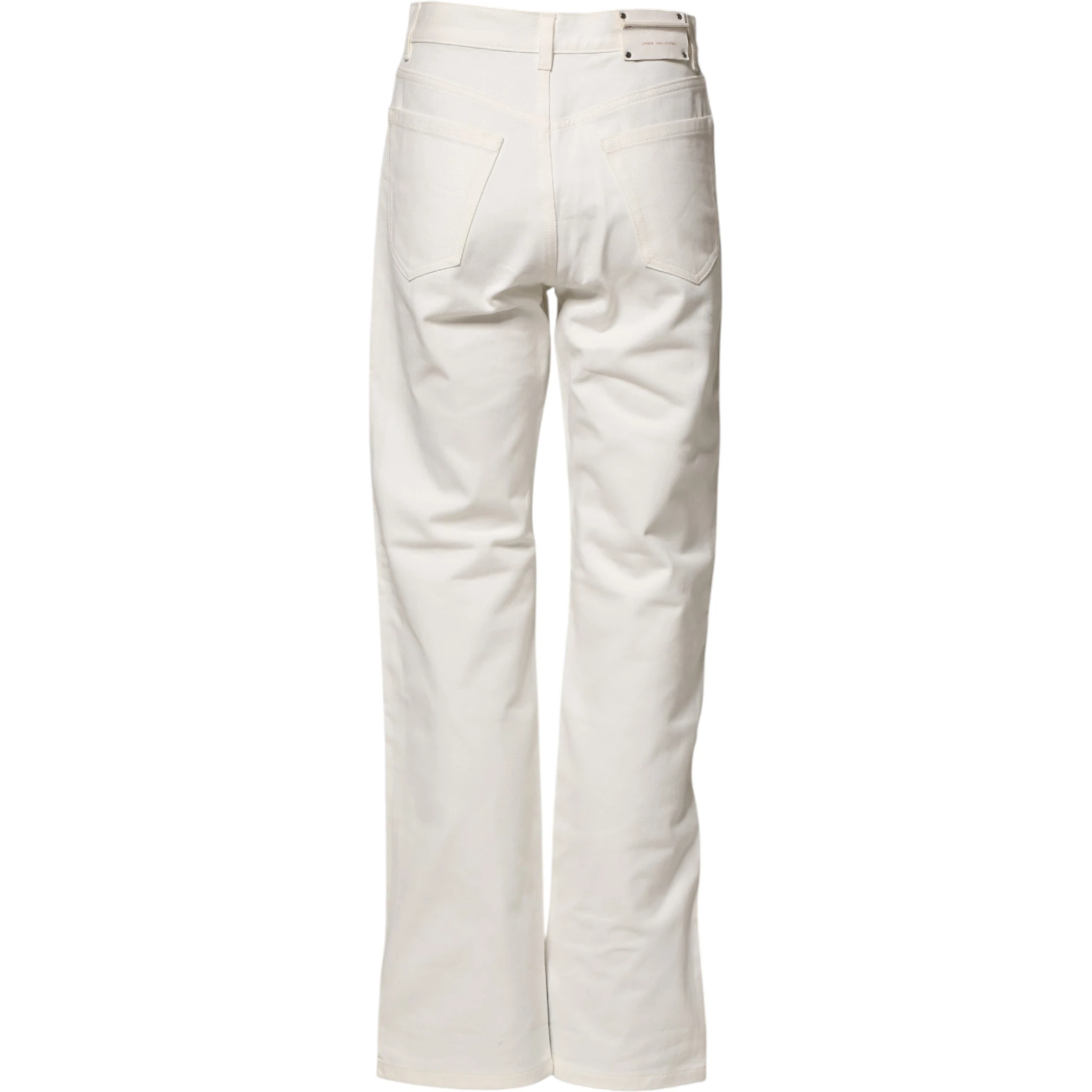 White Straight Bow Details Denim Casual Jeans