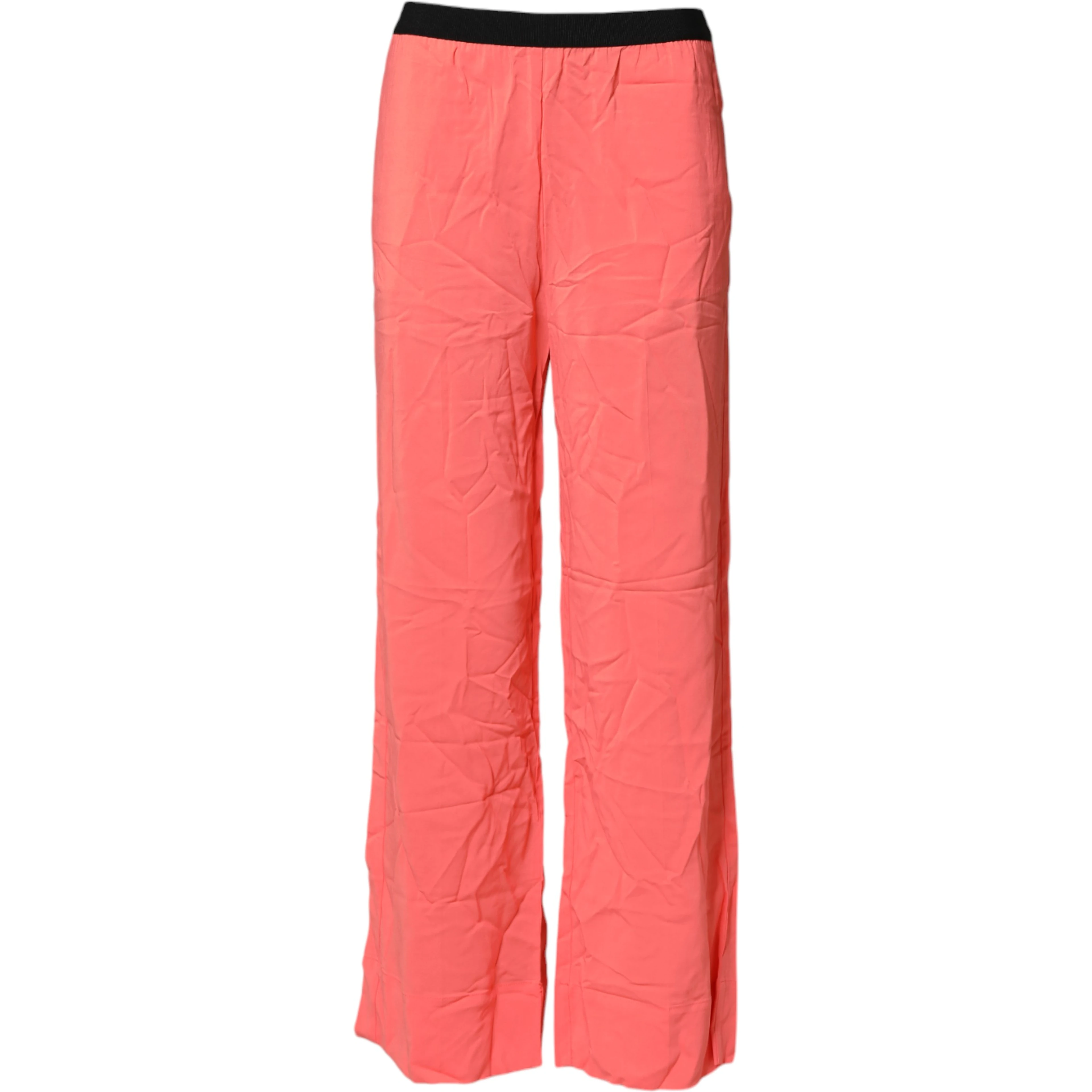 Neon Pink High Waist Straight Wide Leg Trouser Pants