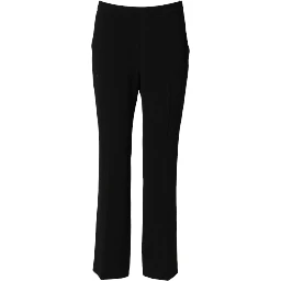 Black High Waist Zip Straight Chino Trouser Pants