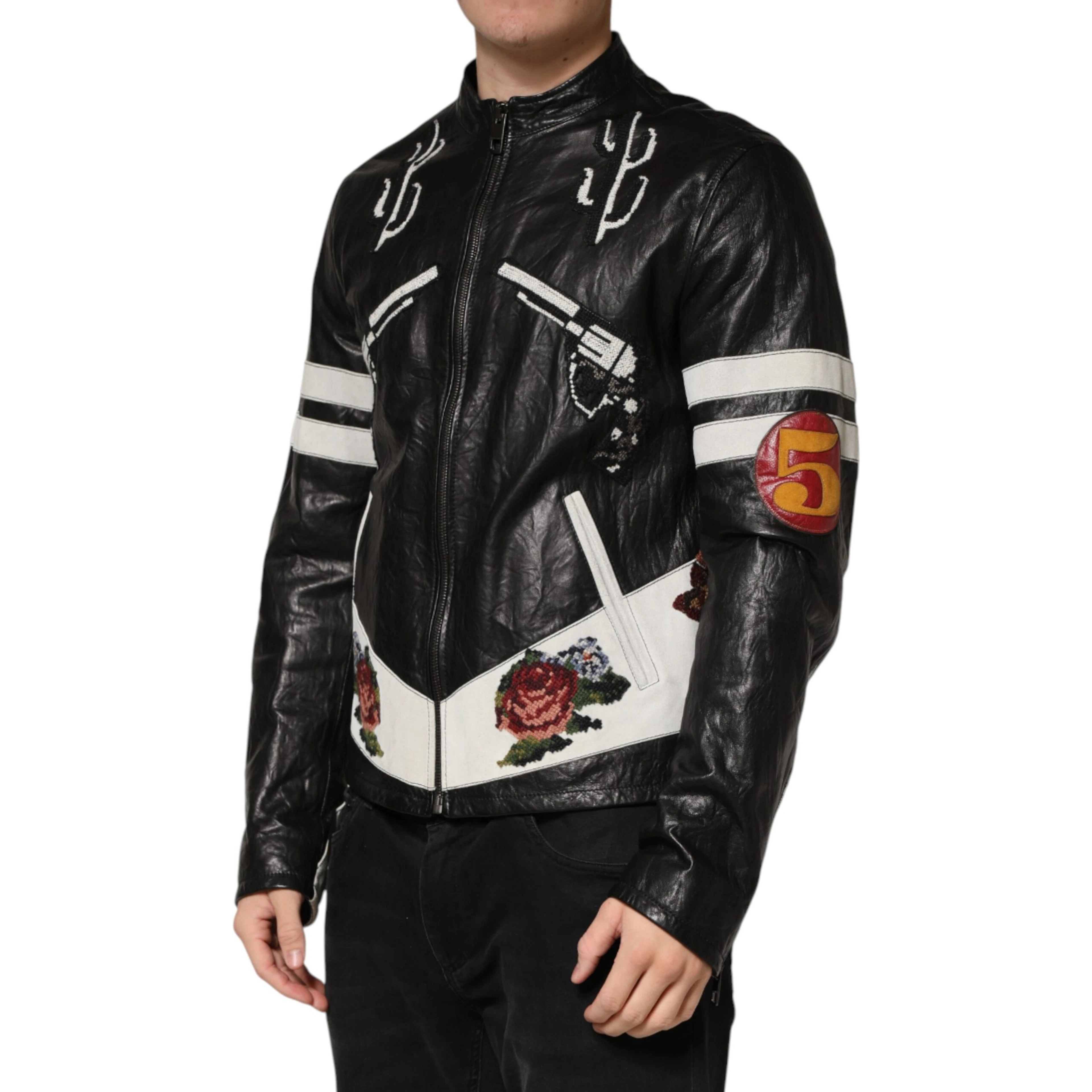 Black Guns n' Roses FullZip Men Biker Jacket