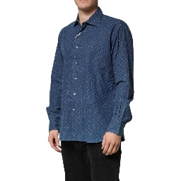 Blue Button Down Long Sleeves Men Shirt