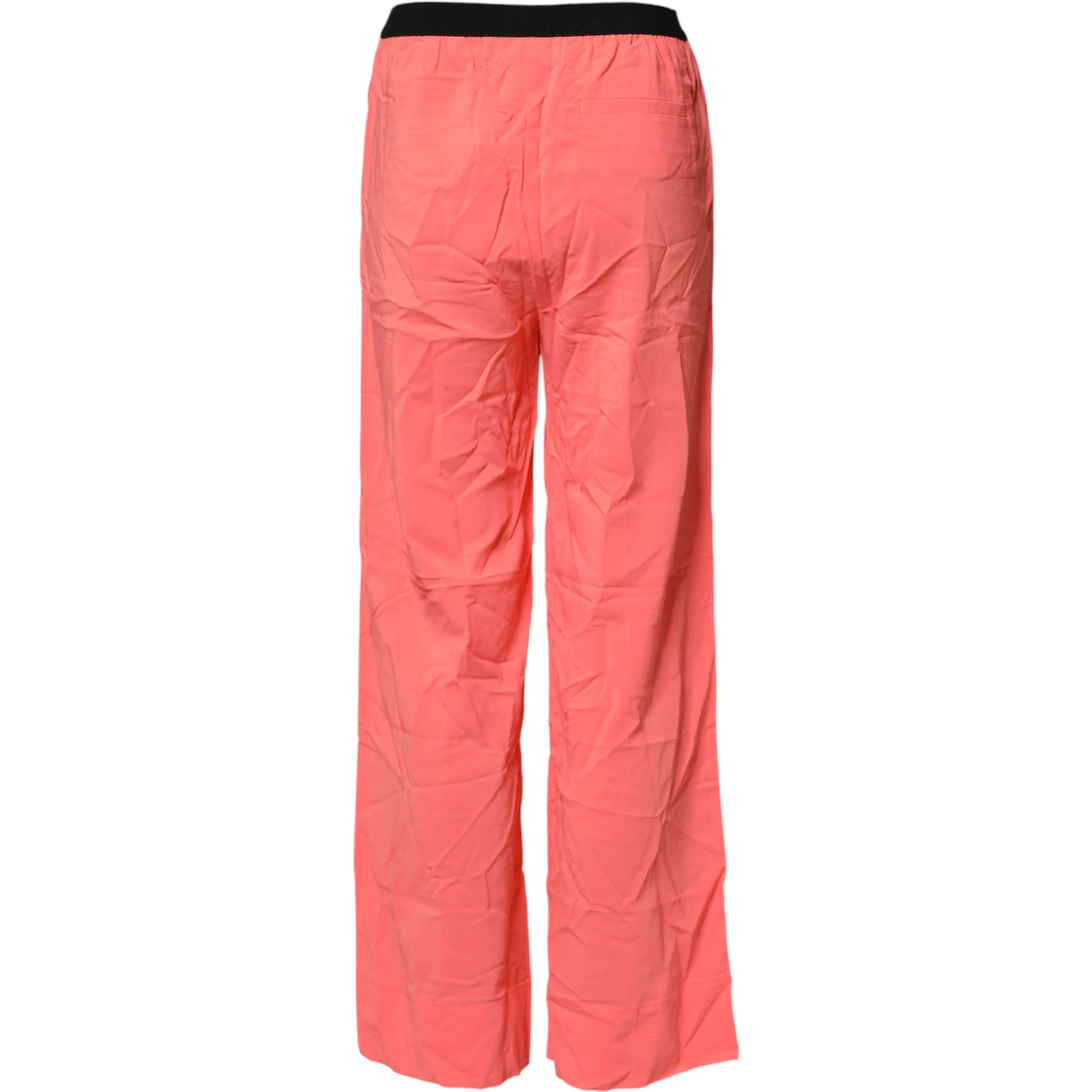 Neon Pink High Waist Straight Wide Leg Trouser Pants